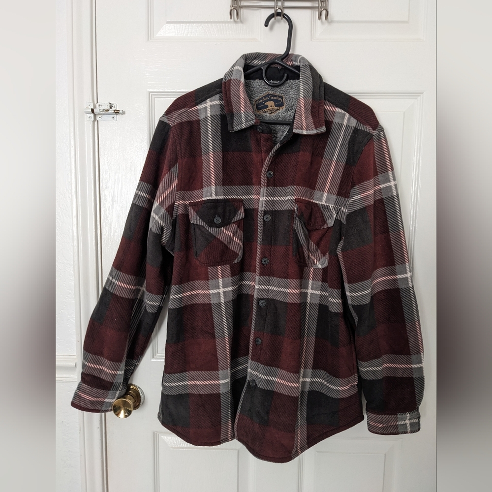 Men's Flannel Shirt  Burgundy and Gray
